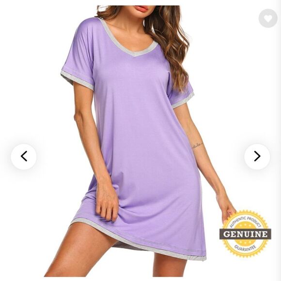 𝅺⭐️nwt Ekouaer Short Sleeve V Neck Nightdress⭐️ - Picture 3 of 6